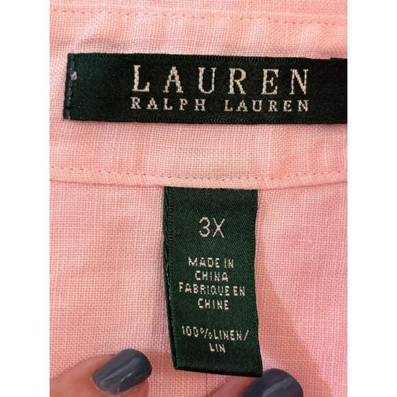 Lauren Ralph Lauren pink linen button up top, 3XL, lagenlook, oversized, layered - Picture 5 of 5